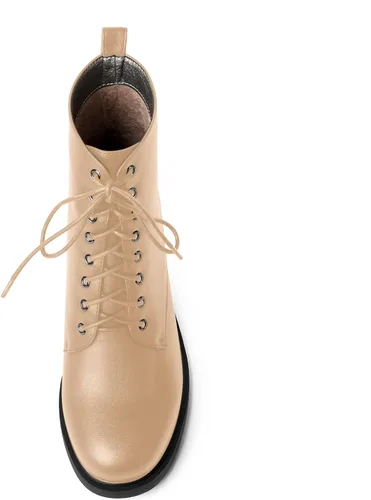 Vista 93 de ROSERWISH Botas altas de tacón bajo y grueso para mujer, con cordones, cómodas, modernas, con puntera redonda, de 2.5 pulgadas