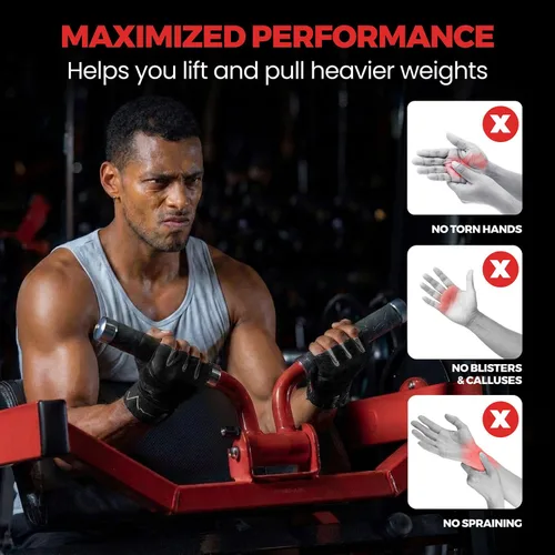 Vista 3 de MhIL Guantes de entrenamiento para hombres – Guantes de gimnasio cómodos para hombres con agarre mejorado para seguridad y protección de las manos