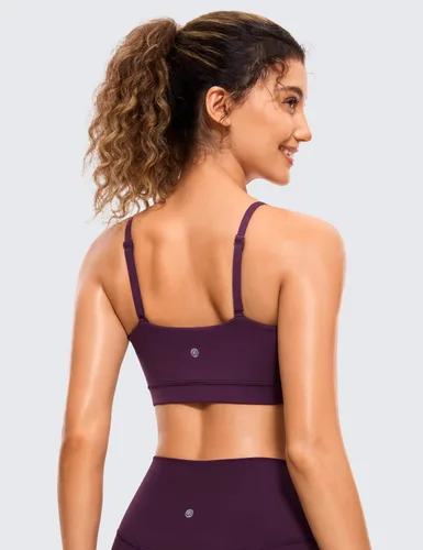 Vista 2 de CRZ YOGA Butterluxe - Brasier deportivo ajustable con tirantes delgados para mujer, con relleno, sin varillas, cuello cuadrado, para entrenamiento