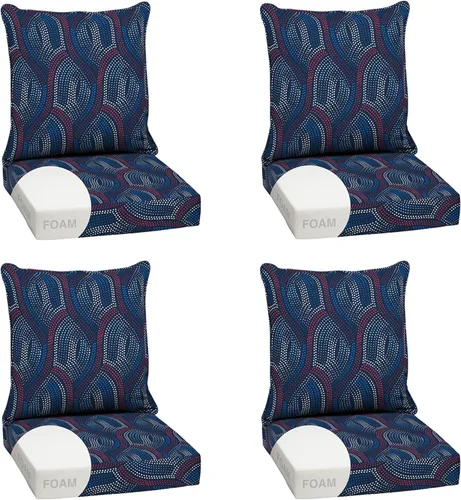 Vista 37 de Arden - Juego de cojines de asiento profundo para exteriores, espuma, 24x24, azulejos Alana