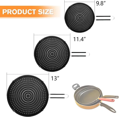 Vista 2 de Pantalla de silicona para sartén, protector contra salpicaduras de grasa, protectores de salpicaduras resistentes al calor para cocinar, apto