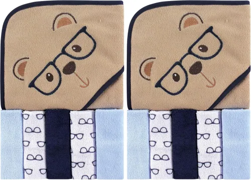 Vista 11 de Luvable Friends Toalla unisex con capucha para bebé con cinco paños, zorro para niños, talla única