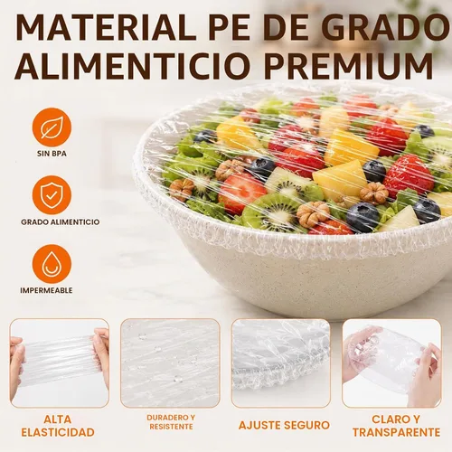 Vista 4 de 100 fundas elásticas desechables para tazones, envolturas elásticas para 100 pzas