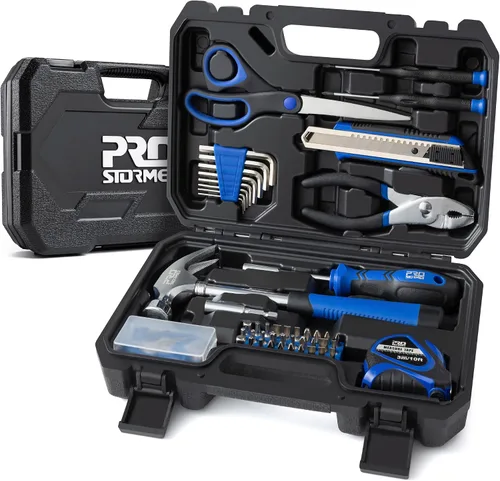 Vista 8 de Prostormer - Kit de herramientas de 93 piezas para reparaciones básicas del hogar con estuche de almacenamiento, pequeño kit de caja de herramientas