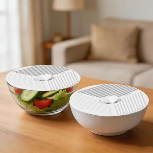Vista 4 de Paquete de 3 tapas de silicona de 6 pulgadas para cuencos, cubierta de salpicaduras de microondas, almacenamiento de alimentos, soportes universales