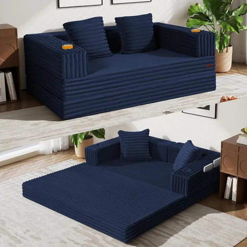 Vista 16 de COMAX Sofá cama tipo futón sin huesos, sofá pequeño de perfil bajo de 59