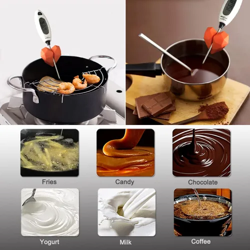 Vista 4 de 2 clips de silicona antiarañazos, clips para termómetro para hacer dulces, soporte manos libres para medir la temperatura del aceite, leche