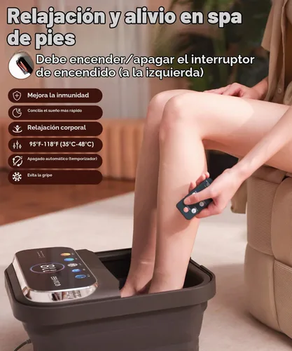 Vista 2 de OOAMBB Baño de spa de pies plegable con control remoto, calor, burbuja Mattegray