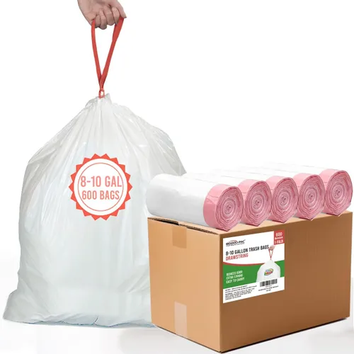 Vista 18 de BEIDOU-PAC Bolsas de basura de 2.6 galones con cordón, 100 unidades, bolsas de basura de rollo múltiple, pequeñas bolsas de basura de cocina, sin