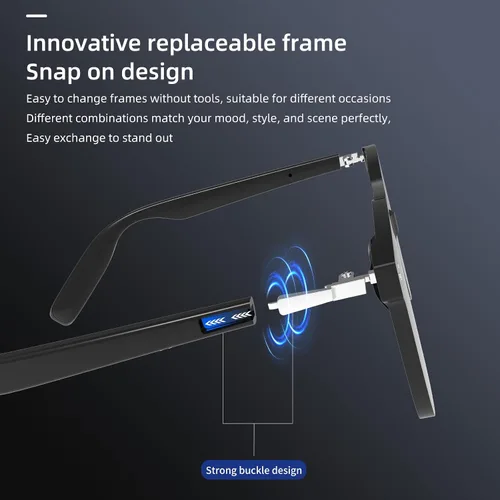 Vista 2 de AIRMARS Lentes inteligentes 2 en 1 para mujeres y hombres, lentes fotocromáticas + lentes grises degradadas, gafas Bluetooth con altavoz de oído