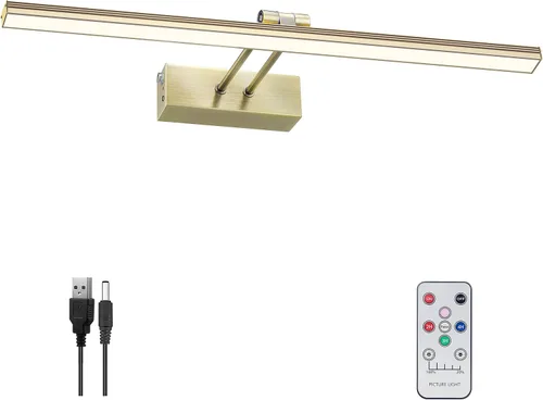Vista 10 de FUNCHDAY Luz para Cuadros, Luces de Arte a Batería para Pared, Luz Inalámbrica con Control Remoto para Pinturas con Temporizador y Regulable