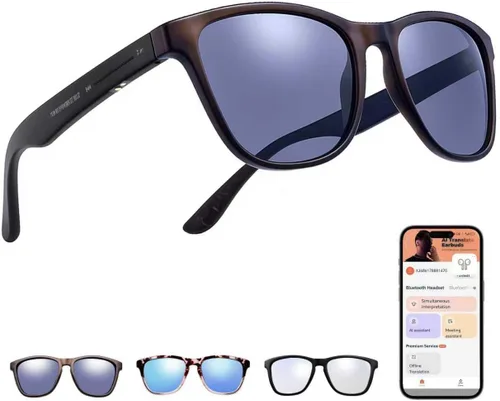 Vista 8 de AI Smart Sunglasses Bluetooth Translation App UV400 Viaje Conducción Pesca 160+ language support, open-ear audio, hands-free calling, voice