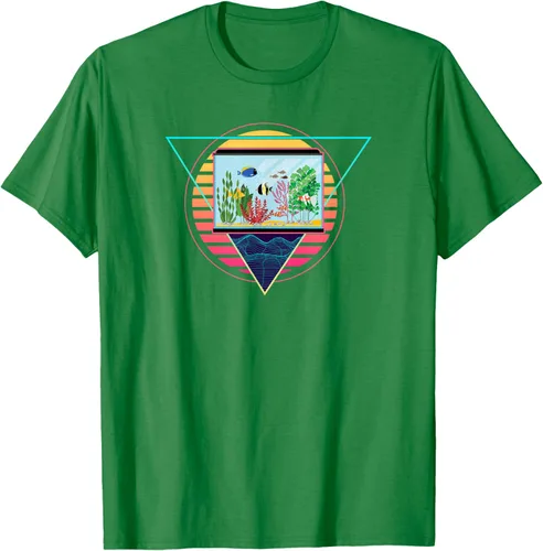 Vista 3 de Futuristic Fish Tank Synthwave Vaporwave Aquarium Aesthetic T-Shirt Negro