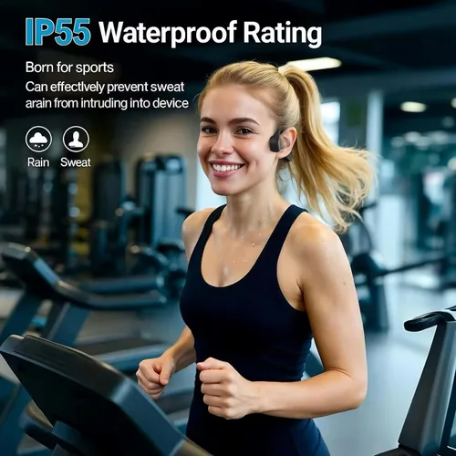 Vista 3 de Auriculares deportivos de conducción ósea, IPX5 impermeables Bluetooth 5.4, auriculares inalámbricos abiertos con micrófono, adecuados para correr