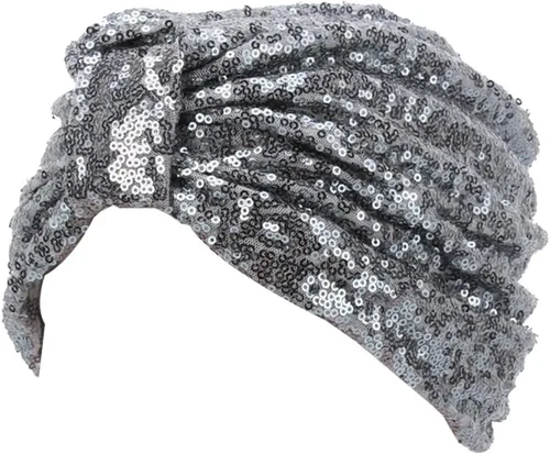 Vista 4 de Turbante Decou S232. Turbante plisado con lentejuelas brillantes para el cabello