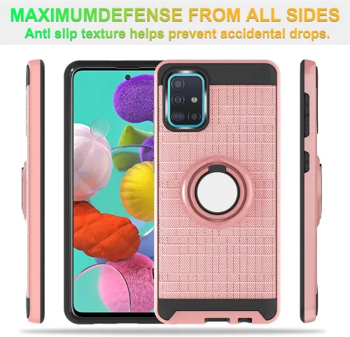 Vista 3 de Asuwish Funda compatible con Samsung Galaxy A51 4G, protector de pantalla de vidrio templado, soporte de anillo resistente, accesorios celulares