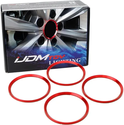 Vista 10 de iJDMTOY 4 tapas centrales de aluminio anodizado de aluminio azul que rodea el anillo de decoración compatibles con Volkswagen de 2.16 a 2.73