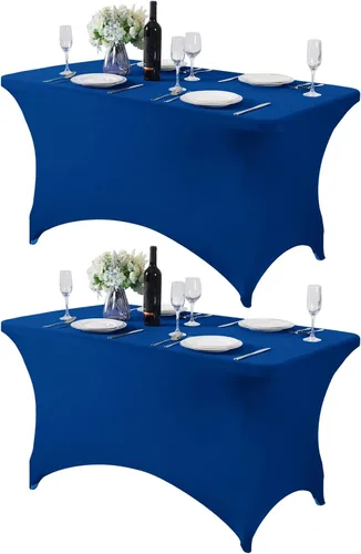 Vista 177 de Mantel de elastano para mesa de 6, 4 o 8 pies, universal, ajustable, para fiestas, banquetes, bodas y eventos, color verde manzana