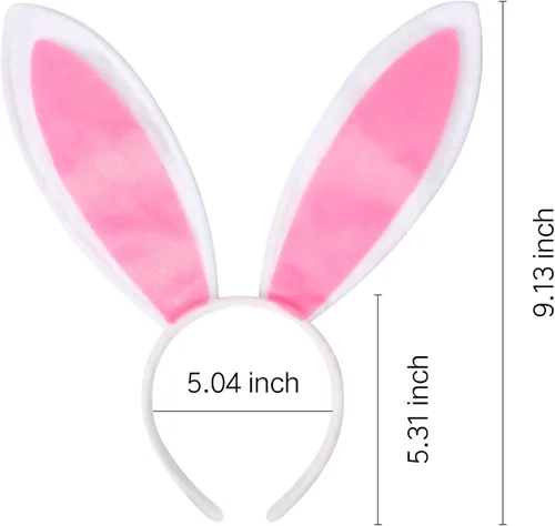 Vista 2 de Velvet Black Pink Bunny Ears Headband for Party Favors Halloween Cute White Rabbit Ear Hair Bands Holiday Birthday Decoration
