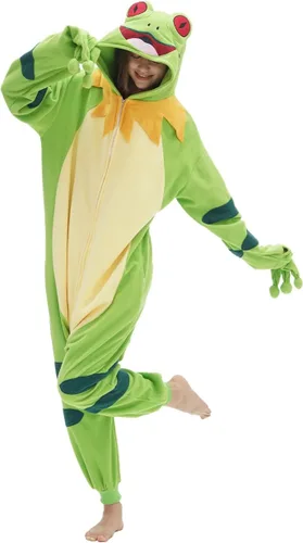 Vista 3 de vavalad Unisex Adult Onesie Animal One Piece Pajama Cosplay Sleepwear Halloween Christmas Custume for Women Men Teens, Green