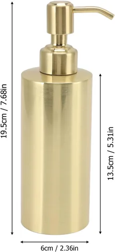 Vista 5 de Dispensador de jabón dorado, dispensador de loción redondo dorado, encimera de baño de cocina de acero inoxidable, dispensador de gran capacidad