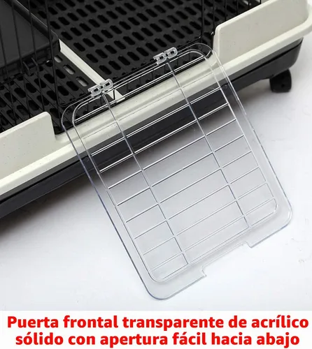 Vista 9 de Jaula de lujo de 4 niveles para conejos de interior/exterior con doble puerta delantera grande para hurón, ardilla, chinchilla, plataforma sólida