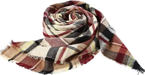 Vista 5 de Bufanda de invierno clásica con borlas a cuadros, cálida, suave, gruesa, grande, chal largo para mujer