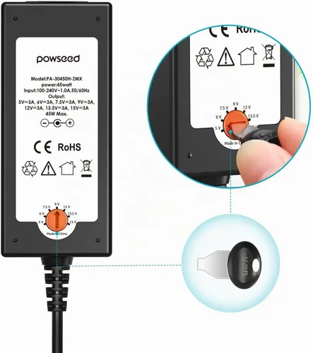 Vista 5 de Conmutación de suministro de adaptador de corriente Powseed 36w AC de múltiple voltaje 5v 6v 7,5v 9v 12v 13,5v 15v de selección libre
