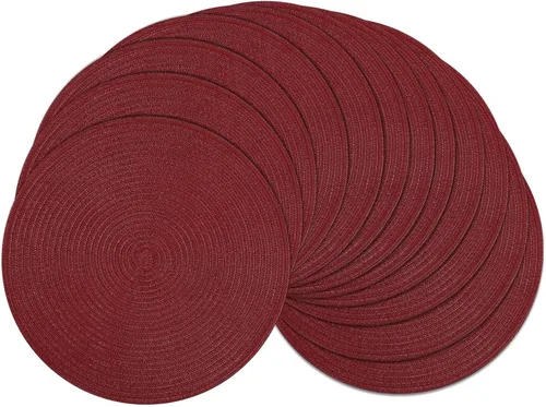 Vista 102 de SHACOS Juego de 4 manteles individuales redondos lavables de 15 pulgadas, de algodón, poliéster, trenzados, para mesa de comedor, boda, decoración