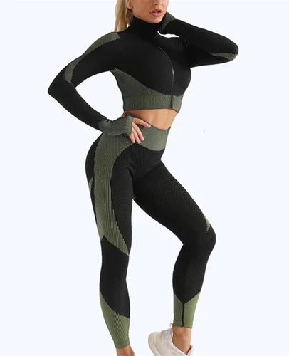Vista 2 de Ropa de yoga de secado rápido de tallas grandes para mujer, ropa de fitness de manga larga, tops de ejercicio, fitness, yoga y entrenamiento