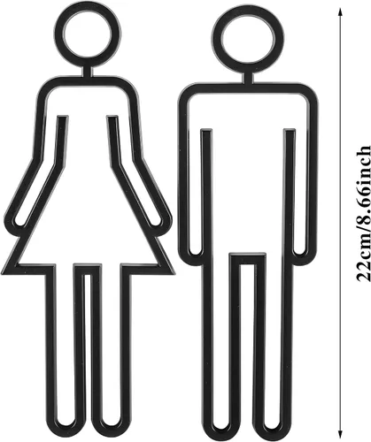 Vista 2 de Letrero de baño acrílico con adhesivo en la parte posterior para hombres y mujeres, letreros de puerta de baño, letreros de baño para negocios, Negro