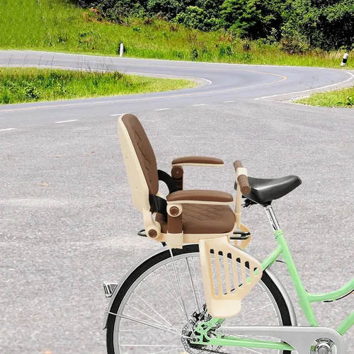 Vista 9 de Futchoy Asiento de bicicleta para niños, asiento trasero para bicicleta infantil, asiento trasero para niños con reposabrazos antideslizantes