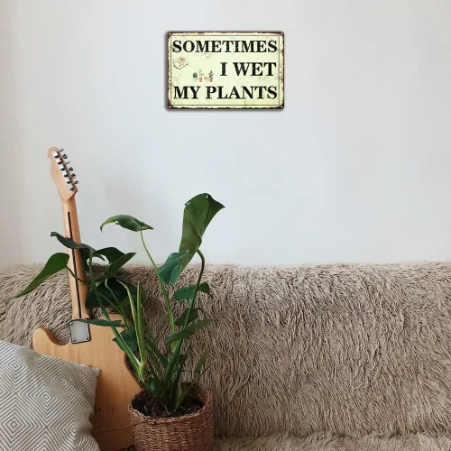 Vista 4 de Decoración divertida de jardín a veces riego mis plantas, letrero de jardín de metal para exterior, regalos para mujeres amantes de las plantas