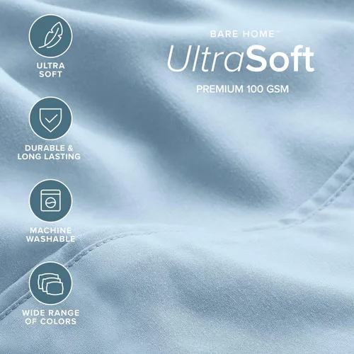 Vista 51 de Bare Home Sheet Set 1800 Ultra-Soft with 2 Pillowcases (Twin XL, Dark Blue)