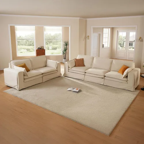 Vista 25 de Sofá modular lavable de gran tamaño de 89 pulgadas, sofá nube con funda totalmente extraíble, sofás seccionales para sala de estar, tela