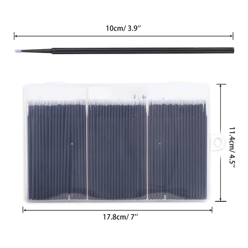 Vista 3 de 400 piezas de microcepillos aplicadores, JASSINS Microswabs para extensiones de pestañas, hisopo desechable de precisión de 0.079 pulgadas