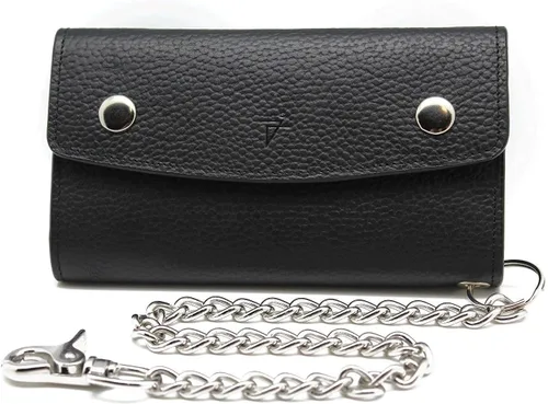 Vista 2 de J T C JUZAR TAPAL COLLECTION Billetera de cuero plegable para hombre con ventana de identificación y bolsillo con cremallera, hecha a mano, gruesa