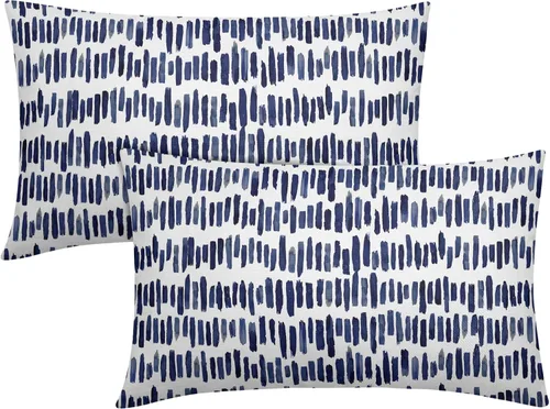 Vista 26 de Juego de 2 fundas de almohada de rayas negras para exteriores, 16 x 16 pulgadas, diseño geométrico de rayas abstractas, algodón y lino, cuadradas