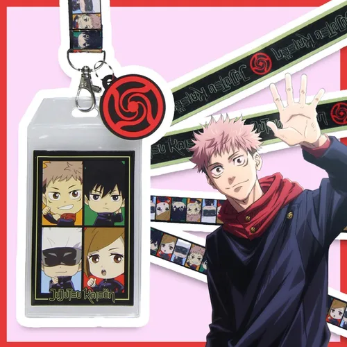 Vista 5 de Jujutsu Kaisen Chibi - Soporte para tarjetas de identificación con colgante de goma