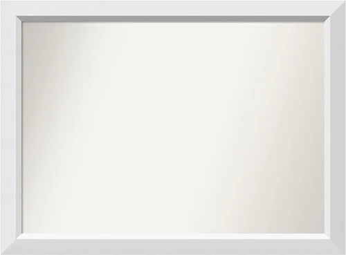 Vista 156 de Amanti Art Espejo de baño blanco para sobre el fregadero, 24 x 26 pulgadas, espejo rectangular blanco y blanco, marco de madera contemporáneo