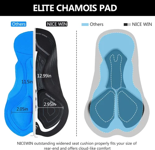 Vista 2 de NICEWIN - Pantalones cortos de ciclismo para hombre con acolchado 3D y secado rápido