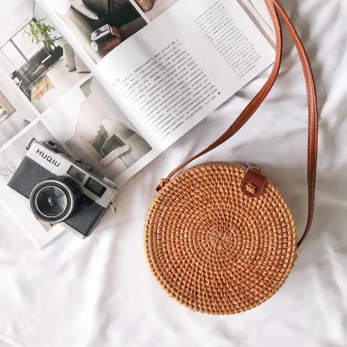 Vista 4 de Handwoven Rattan Bag for Women,Girls Summer Beach Crossbody Bags,Woven Clutch