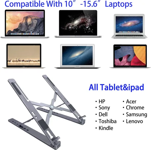 Vista 6 de Soporte portátil para computadora portátil, accesorios para laptop, ajustable, ventilado, ergonómico, de aluminio, para laptop, compatible