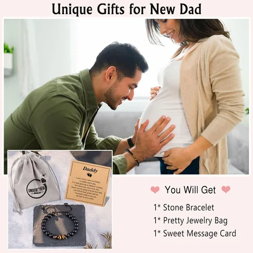 Vista 5 de UNGENT THEM Pulsera de piedra natural para hombres, niños, novio, marido, hombre, alma gemela, papá, hijo, abuelo, nieto, papá extra, tío, hermano
