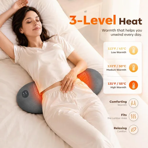 Vista 5 de Masajeador de espalda recargable 3 en 1 suave con calor, vibración