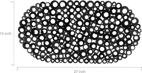 Vista 2 de WELTRXE Tapete ovalado antideslizante con burbujas negras para bañera, tapete de ducha con orificios de drenaje, ventosas, lavable a máquina, BPA
