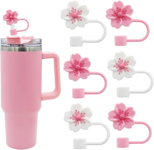 Vista 14 de Tapa de pajita de silicona con flores para vaso Stanley, 10 mm 0.4 pulgadas, tapas reutilizables para regalo de decoración de fiesta