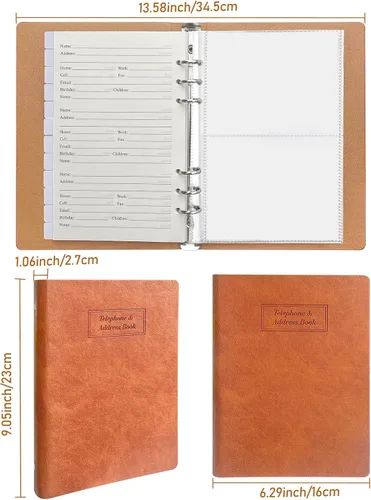 Vista 7 de Happyaokeland Libreta de direcciones rellenable con pestañas alfabéticas, libreta de teléfonos de tapa dura 648 libreta de contactos con bolsillos