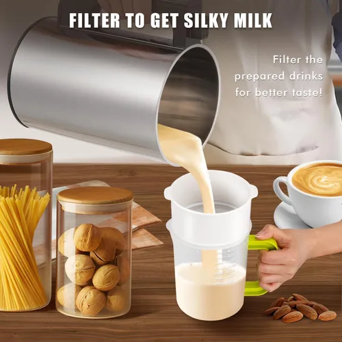 Vista 4 de Moongiantgo Máquina automática de leche de soja 7 en 1 con filtro, máquina automática para hacer sopa casera, leche de almendras, leche a base
