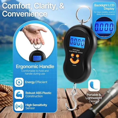 Vista 4 de Flexzion Báscula de peso portátil para equipaje, capacidad de peso de 110 libras, báscula de equipaje digital de viaje con pantalla LCD